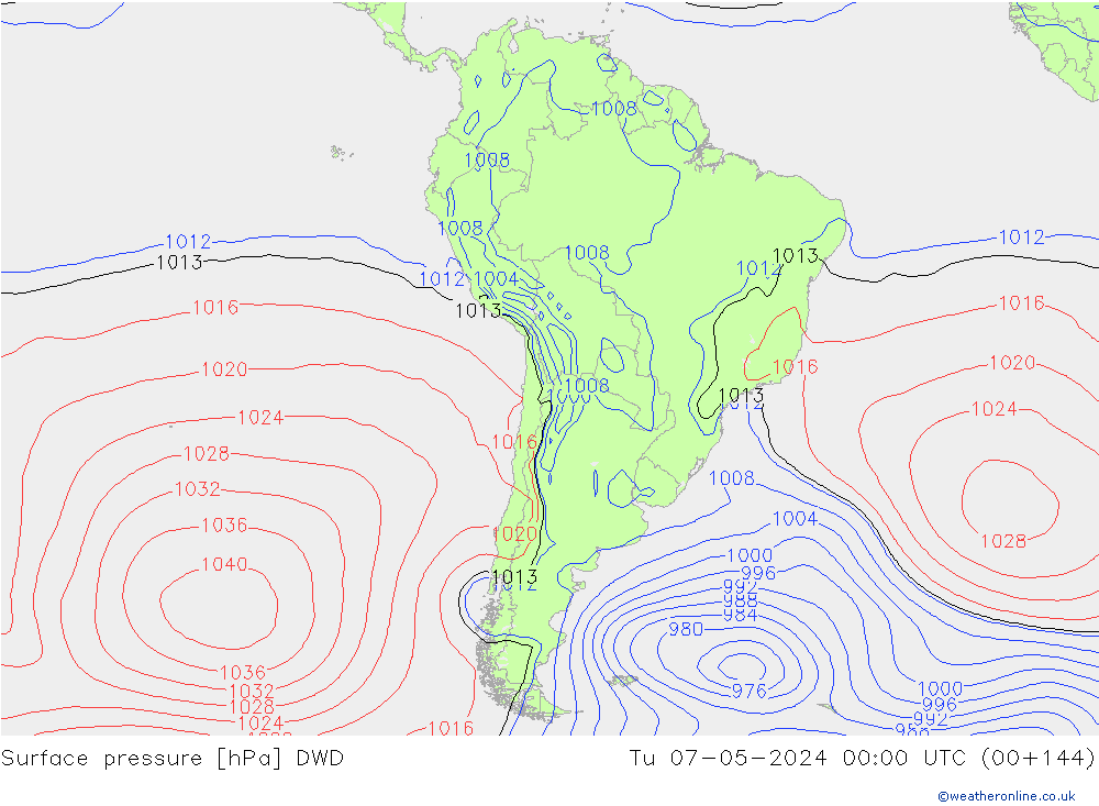 Pressione al suolo DWD mar 07.05.2024 00 UTC