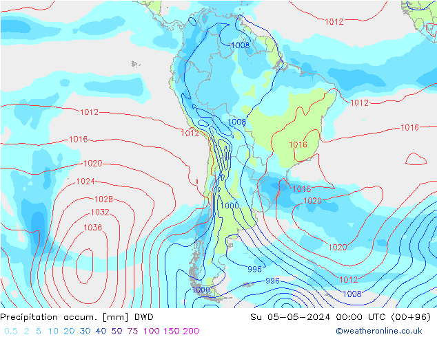 Toplam Yağış DWD Paz 05.05.2024 00 UTC
