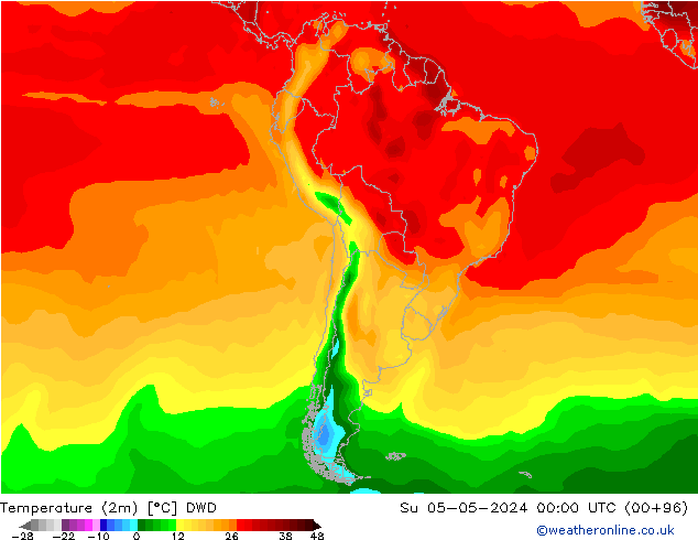 Sıcaklık Haritası (2m) DWD Paz 05.05.2024 00 UTC