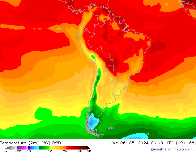 Temperature (2m) DWD St 08.05.2024 00 UTC