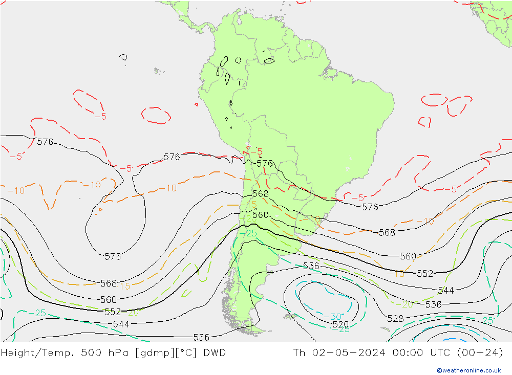 Géop./Temp. 500 hPa DWD jeu 02.05.2024 00 UTC