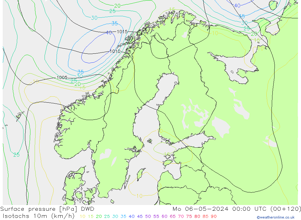 Isotachen (km/h) DWD Mo 06.05.2024 00 UTC