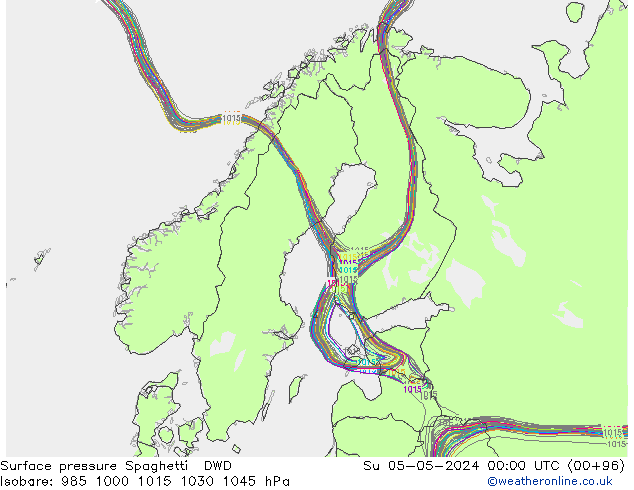 Surface pressure Spaghetti DWD Su 05.05.2024 00 UTC
