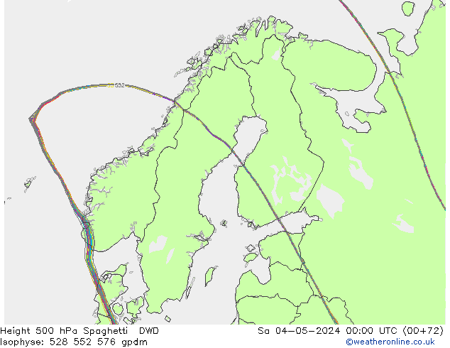 Height 500 hPa Spaghetti DWD Sáb 04.05.2024 00 UTC