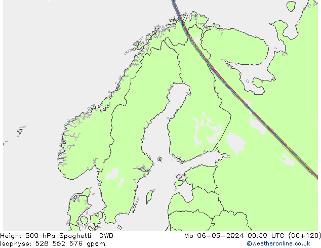 Height 500 hPa Spaghetti DWD Po 06.05.2024 00 UTC