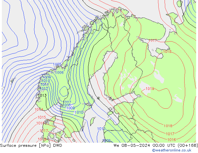 Surface pressure DWD We 08.05.2024 00 UTC