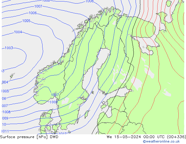 ciśnienie DWD śro. 15.05.2024 00 UTC