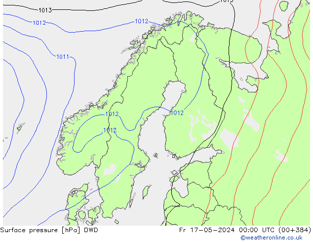 Presión superficial DWD vie 17.05.2024 00 UTC