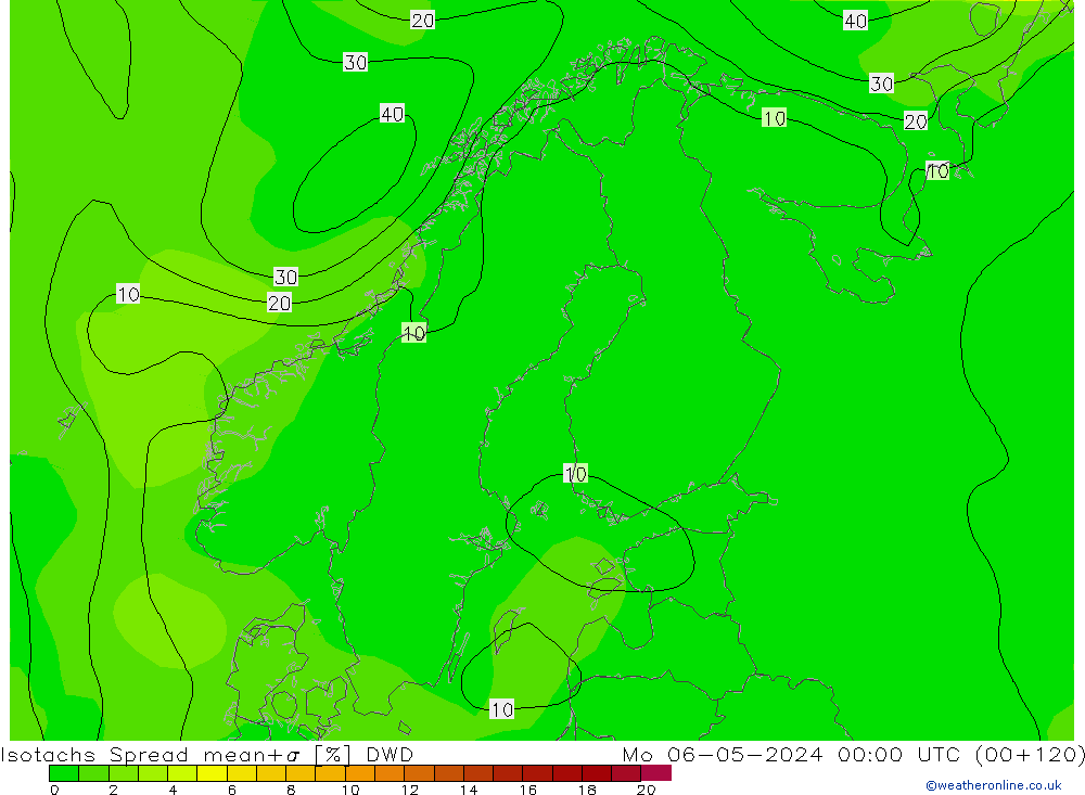 Isotachs Spread DWD 星期一 06.05.2024 00 UTC