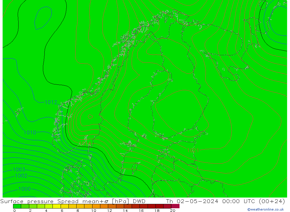 Yer basıncı Spread DWD Per 02.05.2024 00 UTC