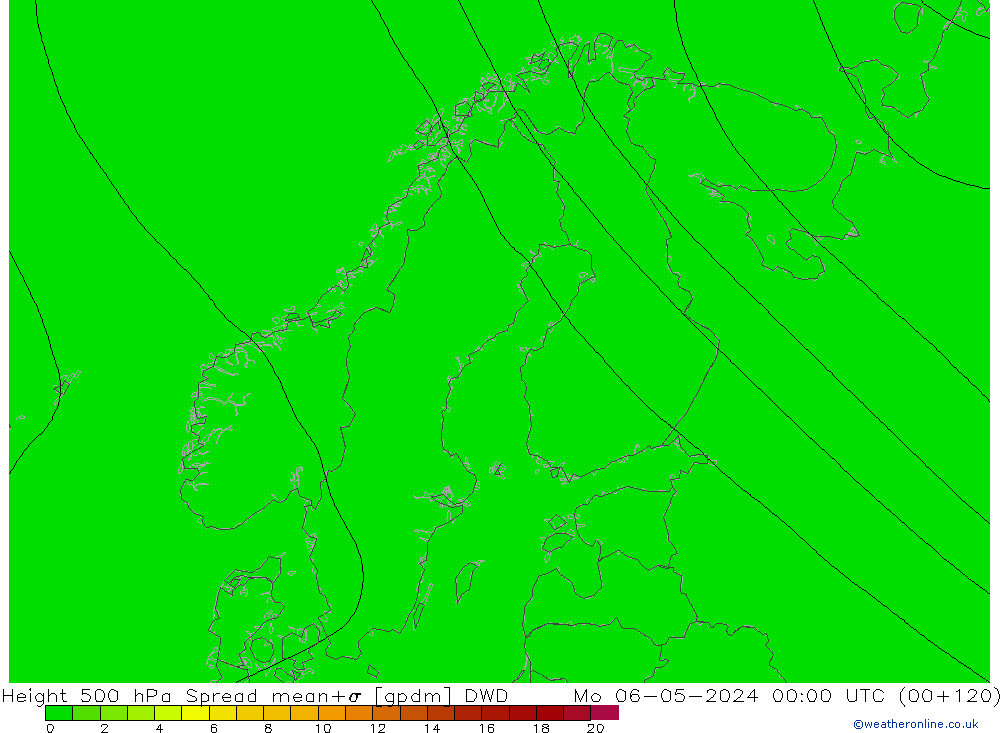 Height 500 hPa Spread DWD  06.05.2024 00 UTC