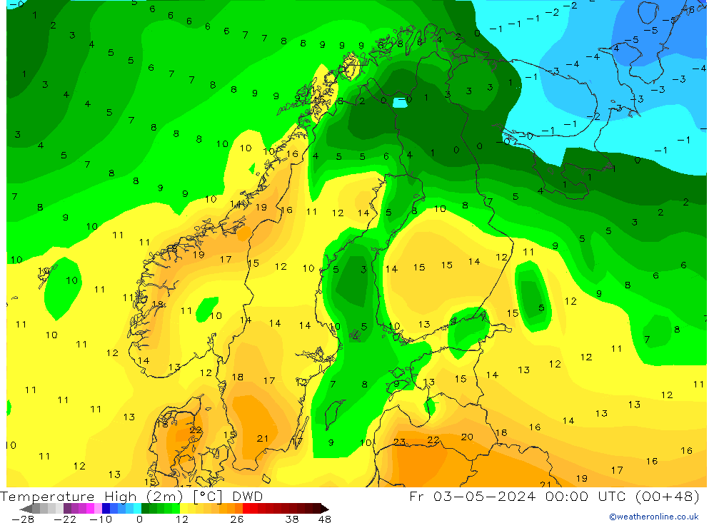 Temperature High (2m) DWD Fr 03.05.2024 00 UTC