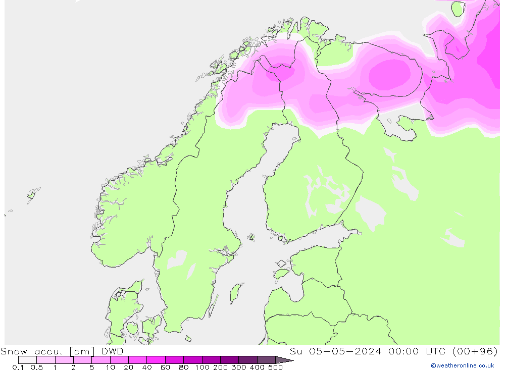 Snow accu. DWD Ne 05.05.2024 00 UTC