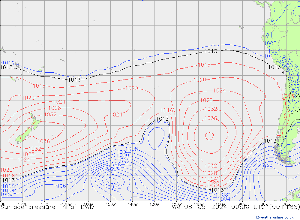 Atmosférický tlak DWD St 08.05.2024 00 UTC