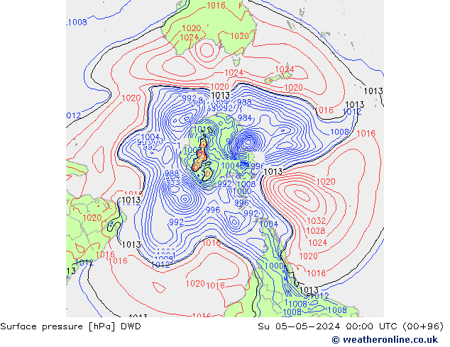 pression de l'air DWD dim 05.05.2024 00 UTC