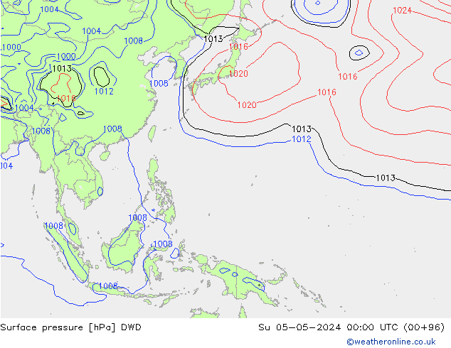 Surface pressure DWD Su 05.05.2024 00 UTC