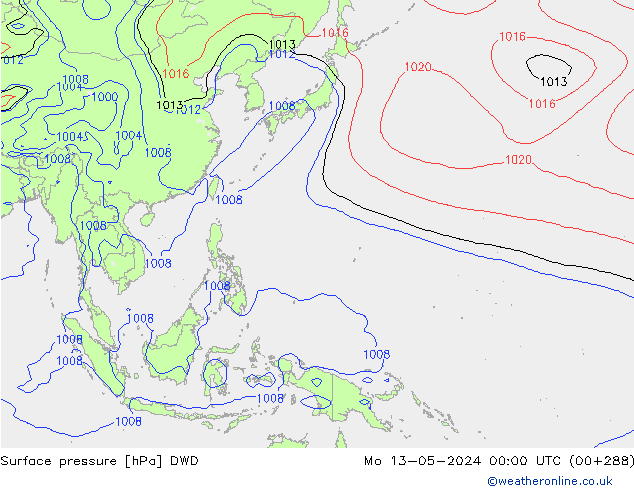 Presión superficial DWD lun 13.05.2024 00 UTC