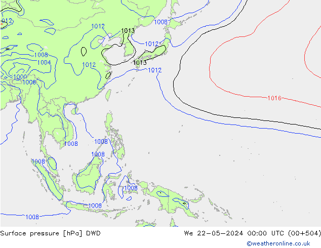Atmosférický tlak DWD St 22.05.2024 00 UTC