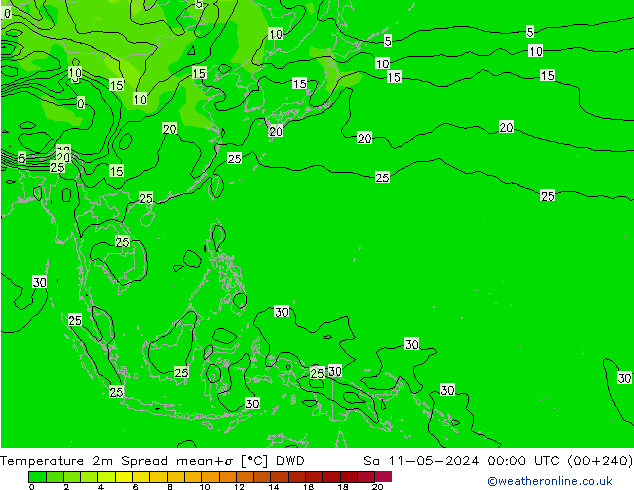 Temperaturkarte Spread DWD Sa 11.05.2024 00 UTC