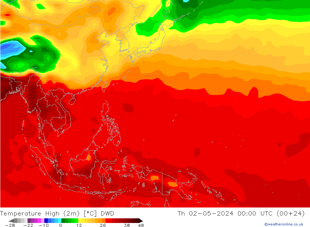 Temperature High (2m) DWD Th 02.05.2024 00 UTC