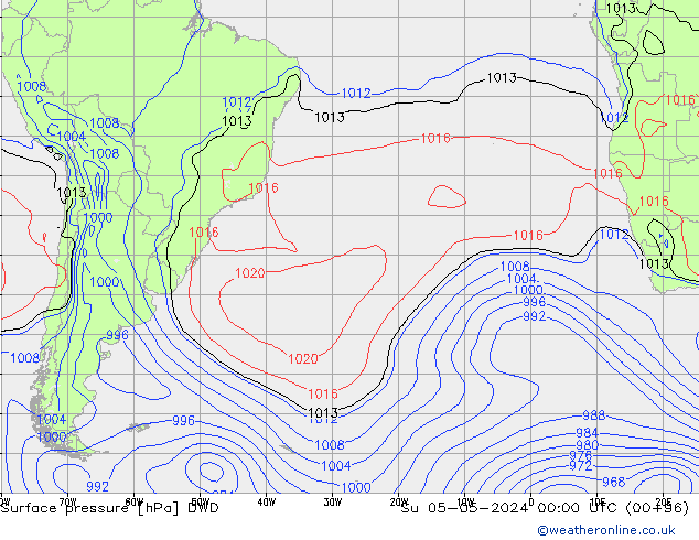 приземное давление DWD Вс 05.05.2024 00 UTC