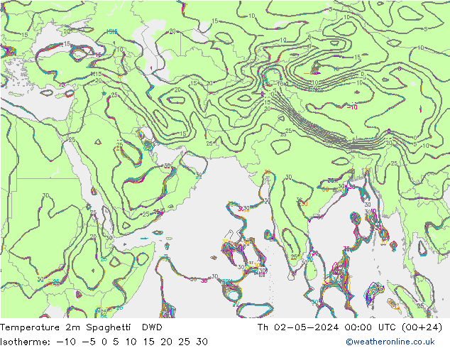 温度图 Spaghetti DWD 星期四 02.05.2024 00 UTC