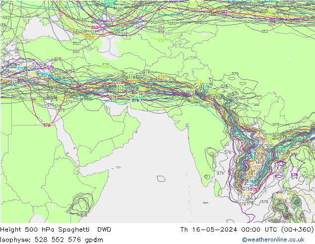 500 hPa Yüksekliği Spaghetti DWD Per 16.05.2024 00 UTC