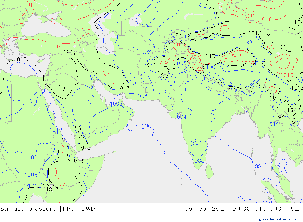 ciśnienie DWD czw. 09.05.2024 00 UTC