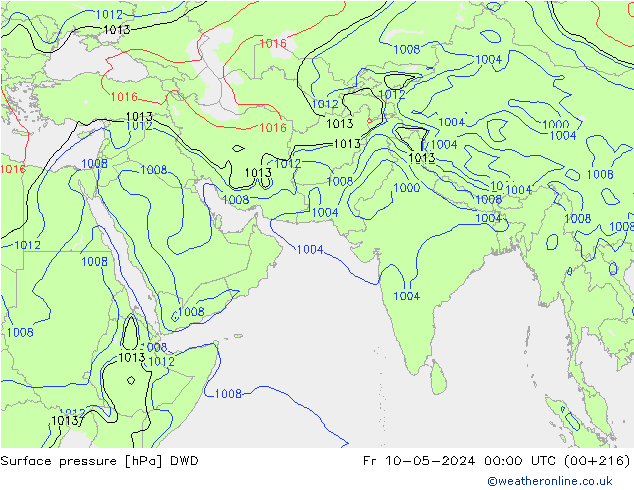 Pressione al suolo DWD ven 10.05.2024 00 UTC