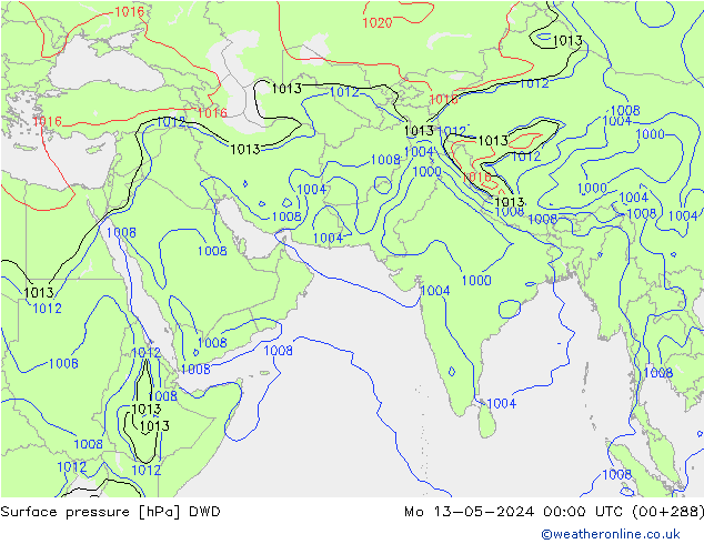 ciśnienie DWD pon. 13.05.2024 00 UTC