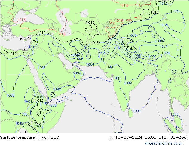 Luchtdruk (Grond) DWD do 16.05.2024 00 UTC