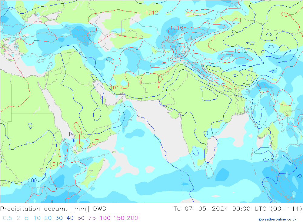 Precipitation accum. DWD вт 07.05.2024 00 UTC