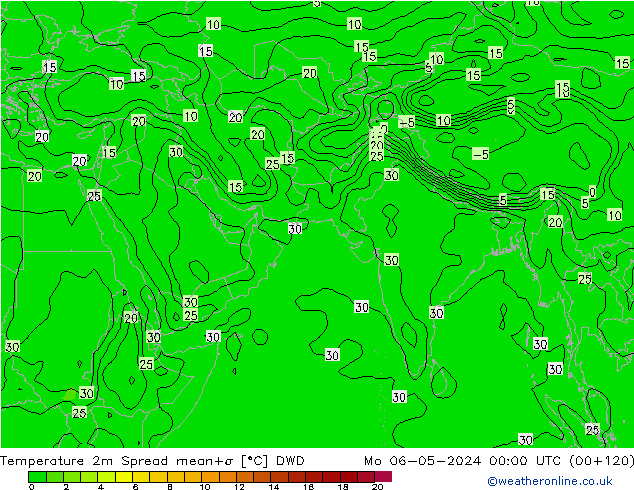 温度图 Spread DWD 星期一 06.05.2024 00 UTC