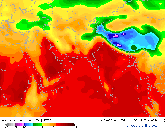 Sıcaklık Haritası (2m) DWD Pzt 06.05.2024 00 UTC