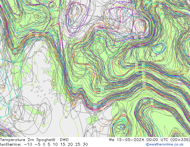 Temperatura 2m Spaghetti DWD mer 15.05.2024 00 UTC