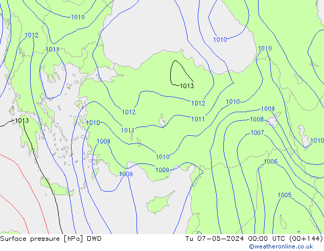 ciśnienie DWD wto. 07.05.2024 00 UTC