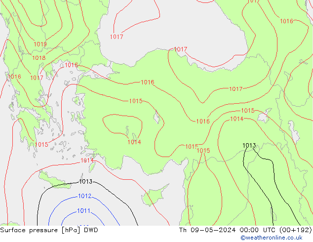 pressão do solo DWD Qui 09.05.2024 00 UTC