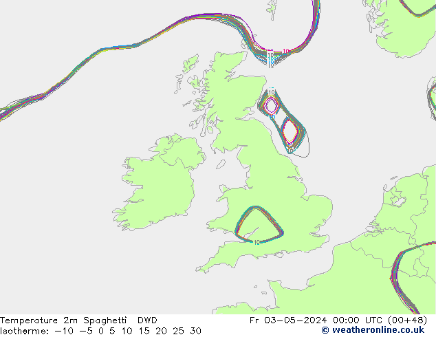 mapa temperatury 2m Spaghetti DWD pt. 03.05.2024 00 UTC