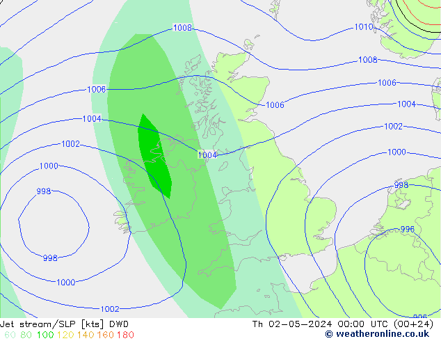 Jet stream/SLP DWD Th 02.05.2024 00 UTC