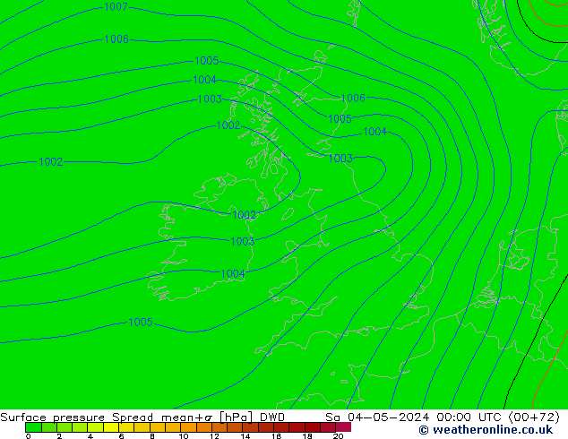 Surface pressure Spread DWD Sa 04.05.2024 00 UTC