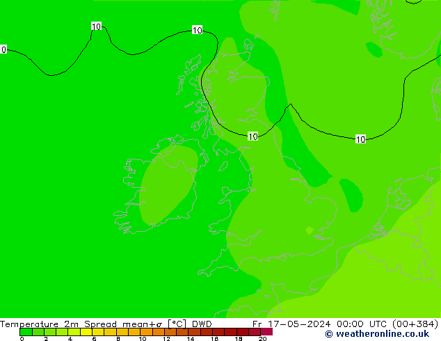 Temperature 2m Spread DWD Fr 17.05.2024 00 UTC