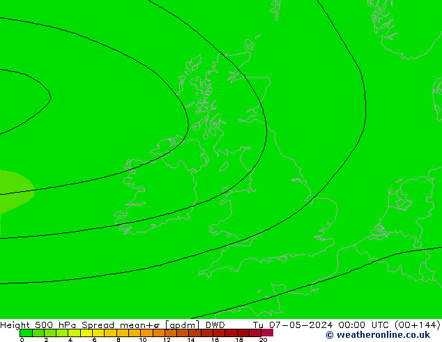 Height 500 hPa Spread DWD  07.05.2024 00 UTC