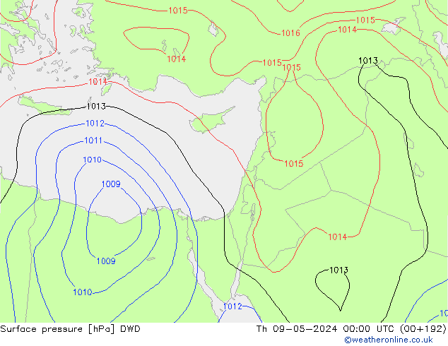 pressão do solo DWD Qui 09.05.2024 00 UTC