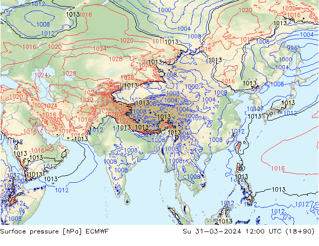 pressão do solo ECMWF Dom 31.03.2024 12 UTC
