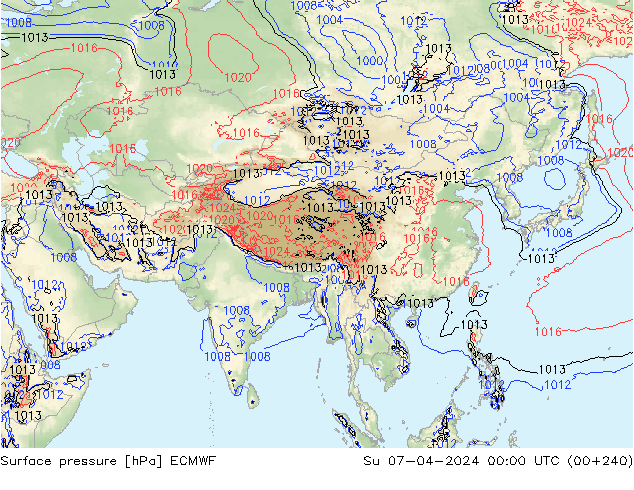 ciśnienie ECMWF nie. 07.04.2024 00 UTC