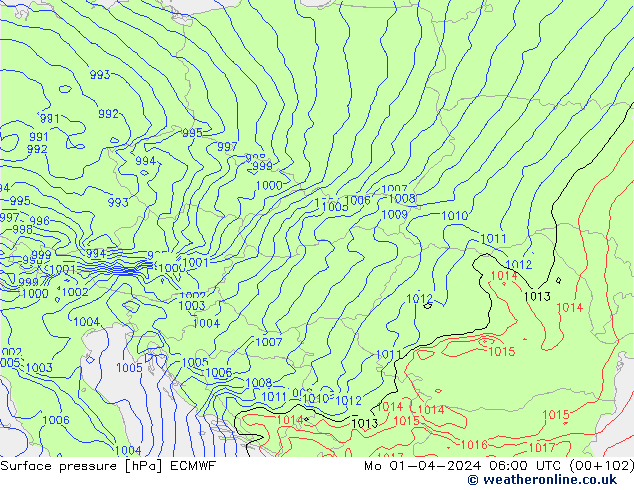 Bodendruck ECMWF Mo 01.04.2024 06 UTC