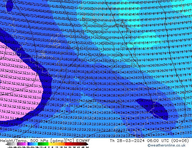 Z500/Rain (+SLP)/Z850 ECMWF чт 28.03.2024 06 UTC