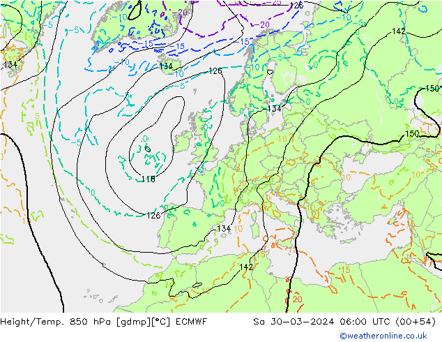 Z500/Rain (+SLP)/Z850 ECMWF Sa 30.03.2024 06 UTC