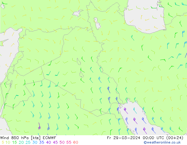 Wind 850 hPa ECMWF Fr 29.03.2024 00 UTC