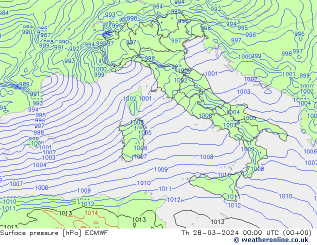 Yer basıncı ECMWF Per 28.03.2024 00 UTC